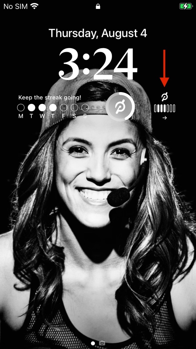 Peloton lock-screen widget showing a partial weekly streak